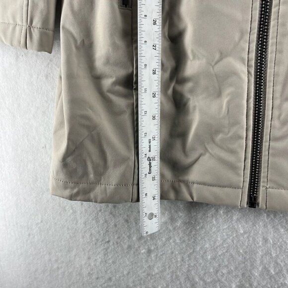 Calvin Klein Parka Jacket Women's S Beige Full Zip Faux Fur Lined Hooded Pocket - Picture 4 of 14